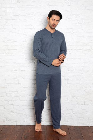 Nisanca Pamuklu Uzun Kollu Erkek Pijama Takımı