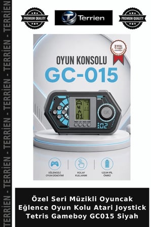 Özel Seri Müzikli Oyuncak Eğlence Oyun Kolu Atari Joystick Tetris Gameboy GC015 Siyah