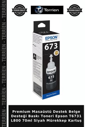 Premium Masaüstü Destek Belge Desteği Baskı Toneri Epson T6731 L800 70ml Siyah Mürekkep Kartuş