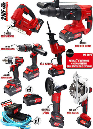 RETOOLS 7’Lİ SET KIRMIZI ( DEKUPAJ+DAİRE TESTERE+TİLKİ KUYRUĞU)