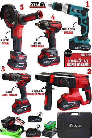 RETOOLS 5 Lİ SET KIRMIZI KABARTMALI (4 LÜ SET + ALÇIPAN VİDALAMA)