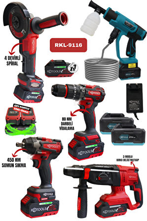 RETOOLS 5'Lİ SET KIRMIZI KABARTMALI (4 LÜ SET + DİJİTAL GÖSTERGELİ ARAÇ YIKAMA)