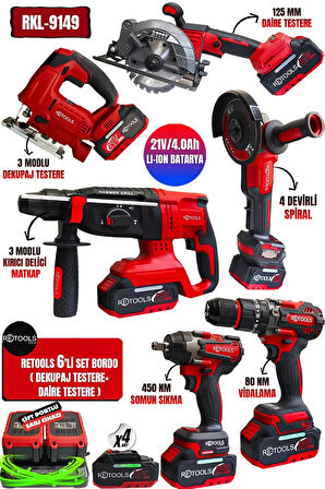 RETOOLS 6'LI SET BORDO KABARTMALI (DEKUPAJ - DAİRE TESTERE)