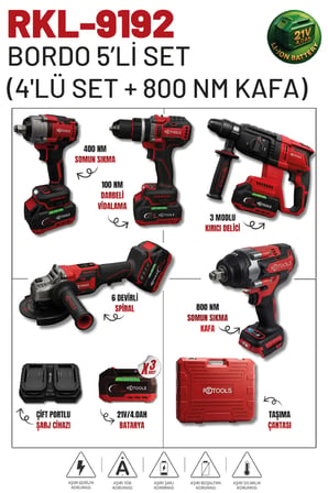 Retools 5'li Set (4'lü SET(100 Nm) + 800 Nm Bordo Kafa)