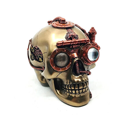 Steampunk Serisi Gizli Bölmeli Kurukafa Biblo