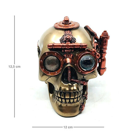 Steampunk Serisi Gizli Bölmeli Kurukafa Biblo