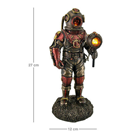 Steampunk Serisi LED Fenerli Dalgıç İskelet Biblo