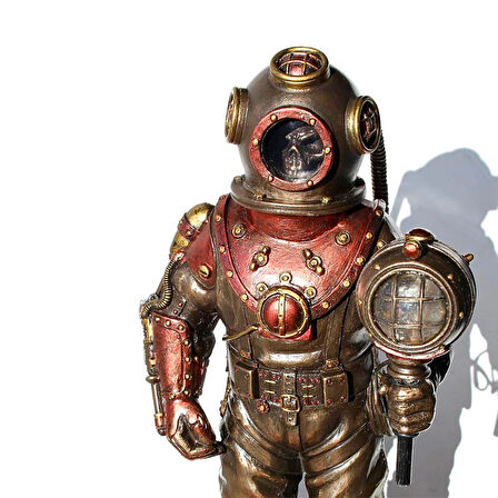 Steampunk Serisi LED Fenerli Dalgıç İskelet Biblo