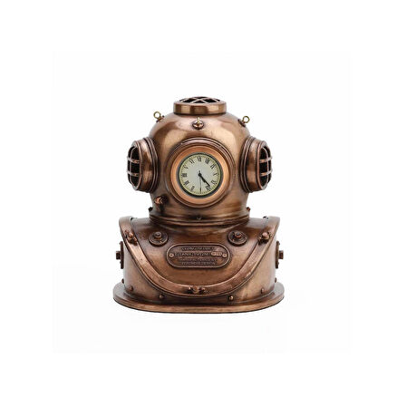 Steampunk Serisi Dalgıç Başlığı Figürlü Masa Saati