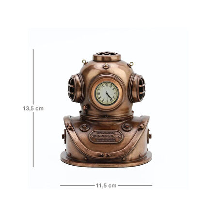 Steampunk Serisi Dalgıç Başlığı Figürlü Masa Saati