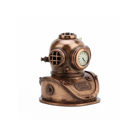 Steampunk Serisi Dalgıç Başlığı Figürlü Masa Saati