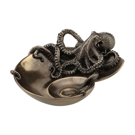 Steampunk Serisi Nautilus Kabuğu Üzerinde Ahtapot Tabak