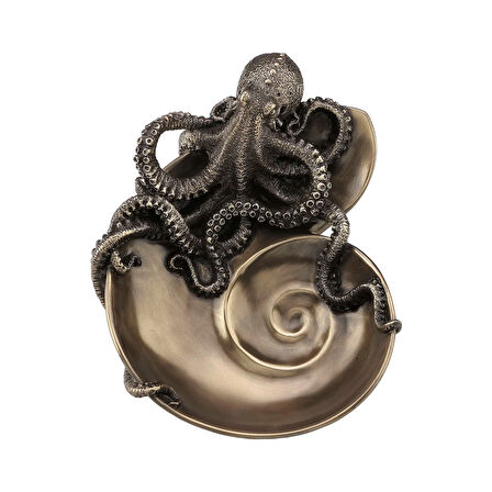 Steampunk Serisi Nautilus Kabuğu Üzerinde Ahtapot Tabak
