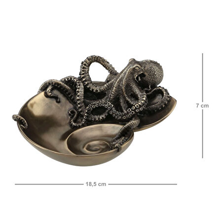 Steampunk Serisi Nautilus Kabuğu Üzerinde Ahtapot Tabak