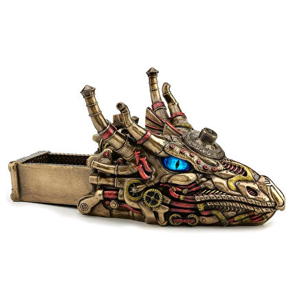 Steampunk Serisi Saklama Kutusu Özellikli Ejderha Kafası Biblo