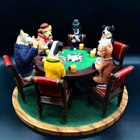 Dekoratif Poker Oynayan Köpekler Biblosu