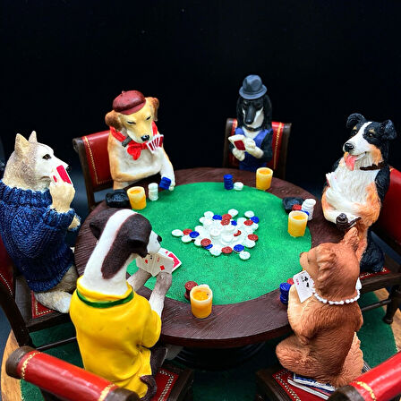 Dekoratif Poker Oynayan Köpekler Biblosu
