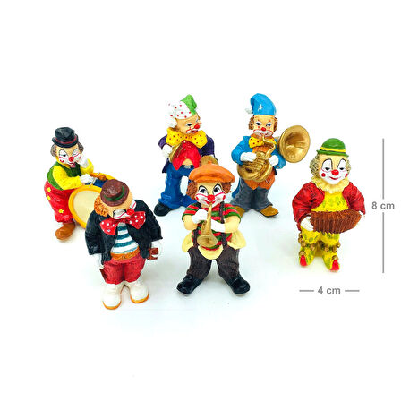 Altılı Mini Müzisyen Palyaço Biblo Seti