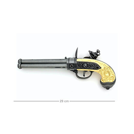 Denix Dekoratif Replika Üç Namlulu Çakmaklı Tabanca, İtalya 1680