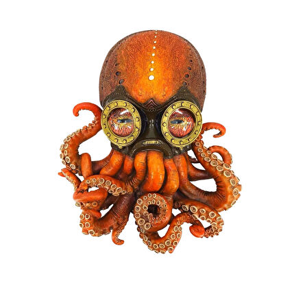 Steampunk Serisi Dalgıç Gözlüklü Ahtapot Duvar Biblosu
