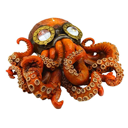 Steampunk Serisi Dalgıç Gözlüklü Ahtapot Duvar Biblosu