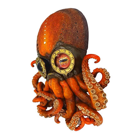 Steampunk Serisi Dalgıç Gözlüklü Ahtapot Duvar Biblosu