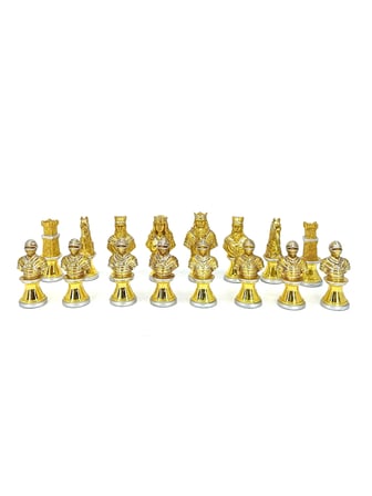 Orta Çağ Temalı Kurşun Satranç Taş Seti – Gold & Silver