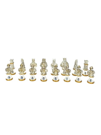 Orta Çağ Temalı Kurşun Satranç Taş Seti – Gold & Silver