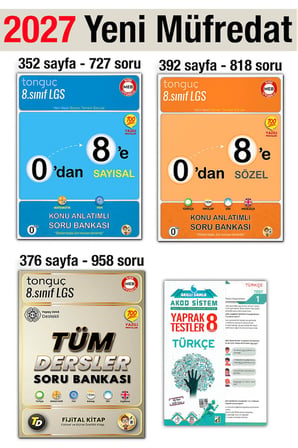 8. Sınıf 2027 0'dan 8'e Tüm Dersler Konu Anlatımlı Soru Bankası Seti Lgs