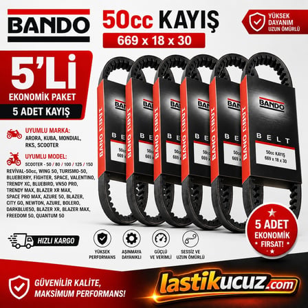 BANDO 50cc Scooter Varyatör Kayışı 669x18x30 Arora Kuba Mondial RKS 50 80 100 125 150 Uyumlu 5'Lİ SET