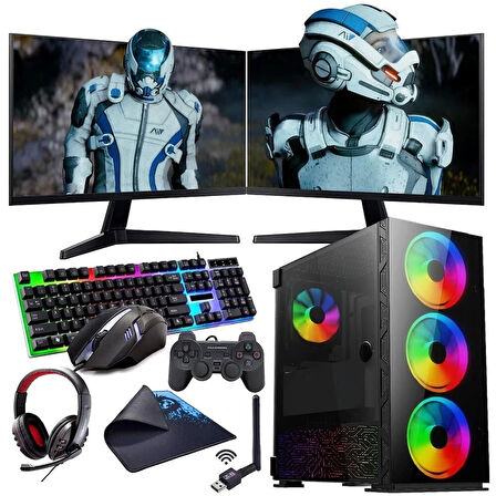 INTEL i3 13100F 16GB 1TB M2 8GB RTX3050 Çift 24'' Mon. (Gaming SET)