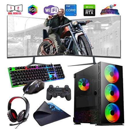 I5 12400F 32GB DDR4 1TB M2 12GB RTX3060 Çift 24" Mon. Oyun Bilgisayarı (Gaming SET)