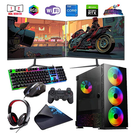 İ7 12700F 32GB DDR4 1TB M2 8GB RTX3050 Çift 24" Monitörlü (Gaming SET)