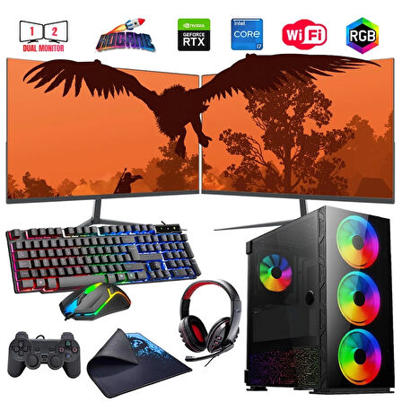 İ7 13700F 16GB DDR4 480SSD 12GB RTX3060 Çift 24" Mon. Oyun Bilgisayarı (Gaming SET)