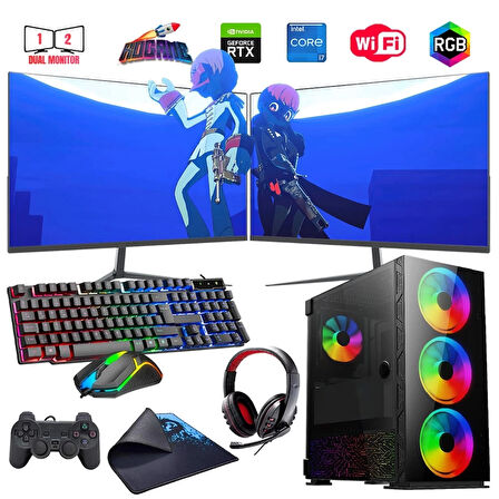 İ7 13700F 32GB DDR4 1TB M2 12GB RTX3060 Çift 24" Mon. Oyun Bilgisayarı (Gaming SET)