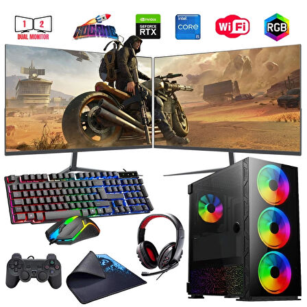 I5 14400F 16GB DDR4 480SSD 12GB RTX3060 Çift 24" Mon. Oyun Bilgisayarı (Gaming SET)