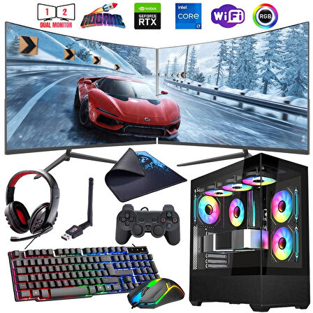 i7 12700F 32GB DDR4 1TB M2 8GB RTX4060 Çift 24" 100Hz Mon. Oyun Bilgisayarı (Gaming SET)