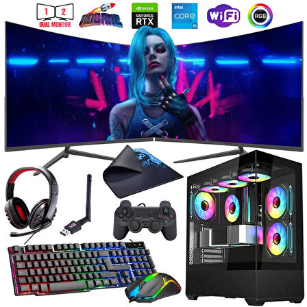 I5 13400F 16GB DDR4 512GB M2 8GB RTX4060 Çift 24" Mon. Oyun Bilgisayarı (Gaming SET)