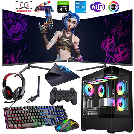 I5 14400F 16GB DDR4 512GB M2 8GB RTX4060 Çift 24" Mon. Oyun Bilgisayarı (Gaming SET)