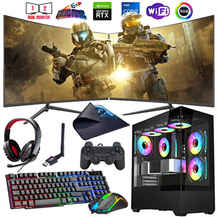 I7 14700F 16GB DDR4 512GB M2 12GB RTX4070 Çift 24" 100Hz Mon. Oyun Bilgisayarı (Gaming SET)