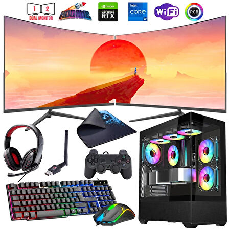 I7 14700F 32GB DDR4 1TB M2 8GB RTX4060 Çift 24" 100Hz Mon. Oyun Bilgisayarı (Gaming SET)