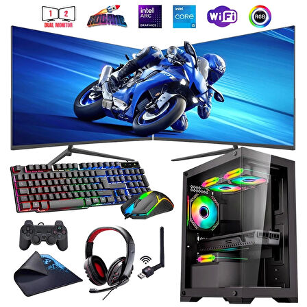 I5 13400F 16GB DDR4 480SSD 12GB ARC B580 Çift 24" Mon. Oyun Bilgisayarı (Gaming SET)