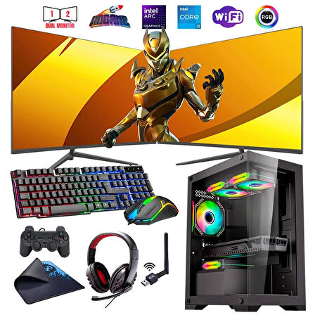 I5 13400F 32GB DDR4 1TB M2 12GB ARC B580 Çift 24" Mon. Oyun Bilgisayarı (Gaming SET)