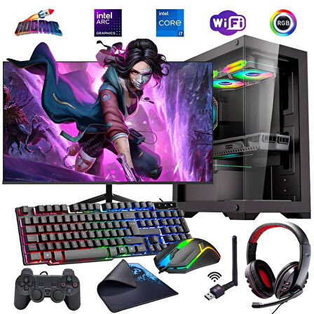İ7 13700F 16GB DDR4 480SSD 12GB ARC B580 27" 165Hz Mon. Oyun Bilgisayarı (Gaming SET)