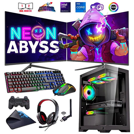 İ7 13700F 16GB DDR4 480SSD 12GB ARC B580 Çift 24" Mon. Oyun Bilgisayarı (Gaming SET)