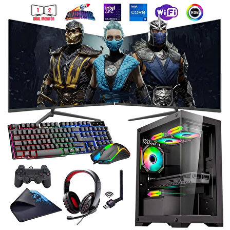 İ7 13700F 32GB DDR4 1TB M2 12GB ARC B580 Çift 24" Mon. Oyun Bilgisayarı (Gaming SET)