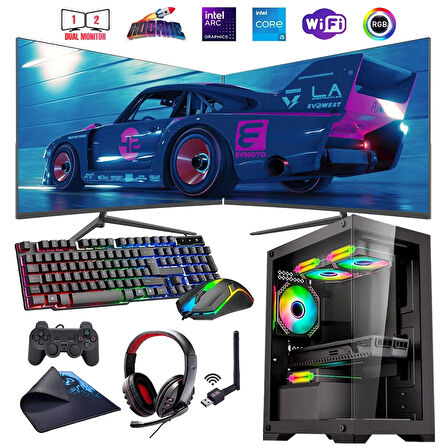 I5 14400F 32GB DDR4 1TB M2 12GB ARC B580 Çift 24" Mon. Oyun Bilgisayarı (Gaming SET)