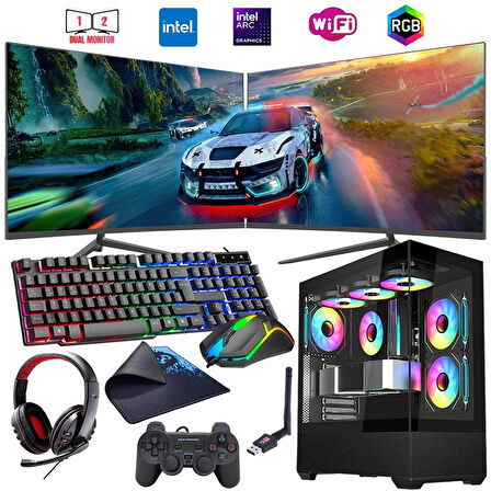 i5 12400F 16GB DDR4 1TB m2 12GB ARC B580 Çift 24" Mon. Oyun Bilgisayarı (Gaming SET)