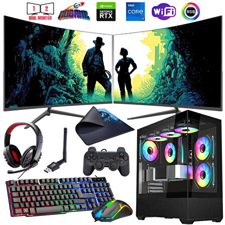 i7 12700F 16GB DDR4 1TB m2 8GB RTX4060 Çift 24" Monitörlü Oyun Bilgisayarı (Gaming SET)