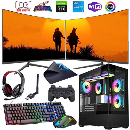 i5 13400F 16GB DDR4 1TB m2 12GB RTX3060 Çift 24" Monitörlü Oyun Bilgisayarı (Gaming SET)